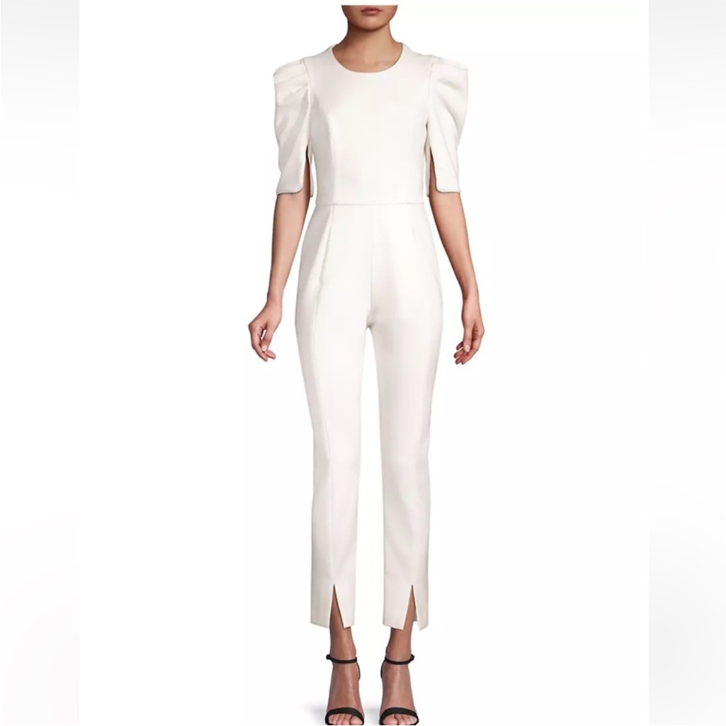Black Halo Russo Jumpsuit White Size 10